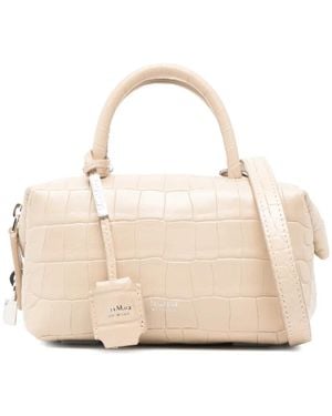 Max Mara Mxaholdalls Mini-Tas Met Krokodillen-Reliëf En Handgreep - Naturel