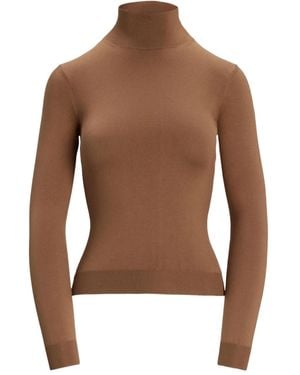 Ralph Lauren High-Neck Silk Top - Brown