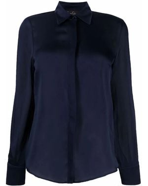 Carine Gilson Long-Sleeve Silk Shirt - Blue