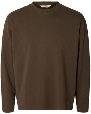 SELECTED T-Shirt Taj A Maniche Lunghe - Marrone