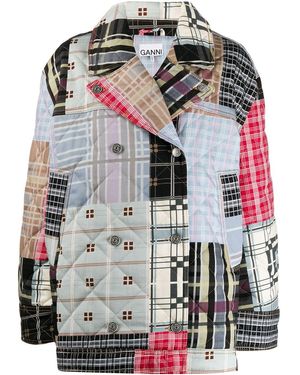 Ganni Patchwork Oversized Jacket - Blue