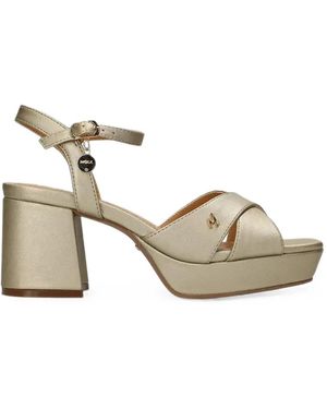 Mexx Crossover-Strap Platform Sandals - Metallic