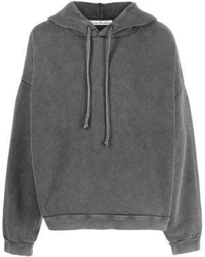 Acne Studios Logo Cotton Hoodie - Grey