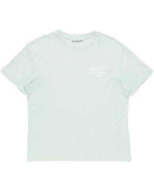 Acne Studios Distressed-T-Shirt Mit Logo - Blau