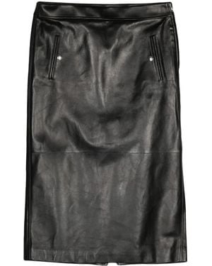 McQueen Low-Rise Leather Skirt - Black