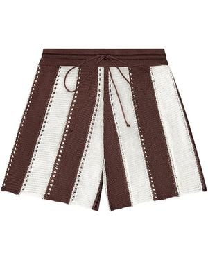 Calle Del Mar Cabana Stripe Knitted Shorts - Brown