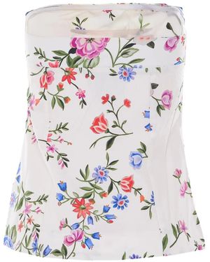 Liu Jo Floral-Print Strapless Top - White