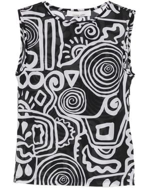 Liviana Conti Abstract-Print Sleeveless T-Shirt - White