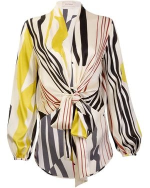 Silvia Tcherassi Honey Striped-Tie Blouse - White