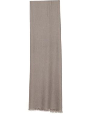 N.Peal Cashmere Fringed-Edge Pashmina Scarf - Grey