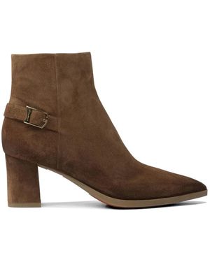 Santoni Buckle Suede Boots - Brown