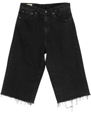 Levi's 478 Baggy Capri Frayed-Hem Denim Shorts - Black