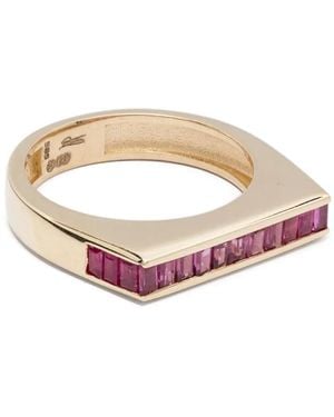 Jacquie Aiche Anillo Flat Bar En Oro Amarillo De 14 Ct Con Rubí - Rosa