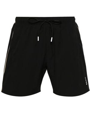 BOSS Logo-Print Swim Shorts - Black