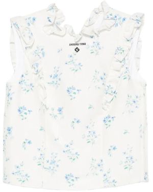 ShuShu/Tong Top Con Motivo Floral - Blanco