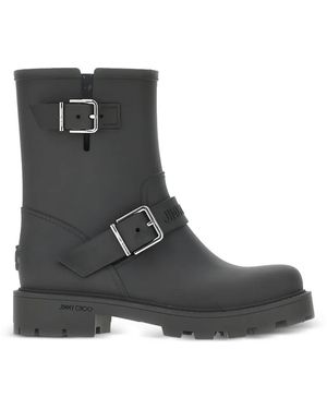 Jimmy Choo バックルストラップ バイカーブーツ - ブラック