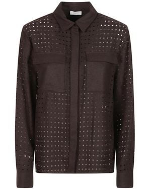 Peserico Perforated-Design Shirt - Brown