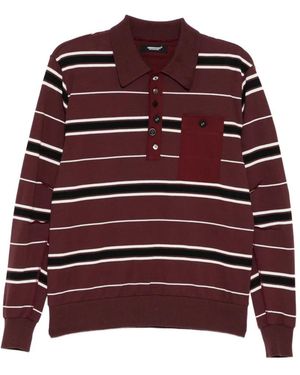 Undercover Striped Chest-Pocket Polo Shirt - Red