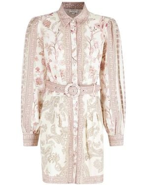 Hemant & Nandita Dani Belted-Floral Shirtdress - White