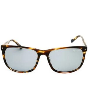 GANT Tortoiseshell-Effect Rectangle-Frame Sunglasses - Black