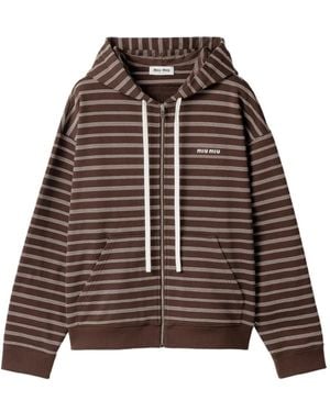 Miu Miu Sudadera con capucha y cremallera - Marrón