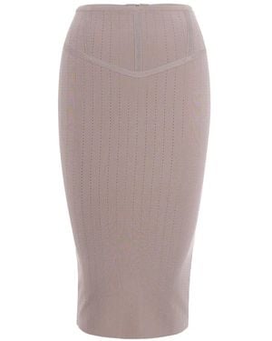 Patrizia Pepe Pointelle-Knit Pencil Skirt - Gray