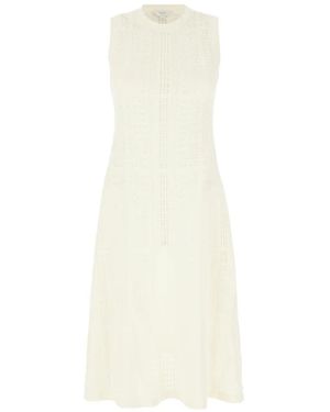 Malo Openwork Sleeveless Dress - White