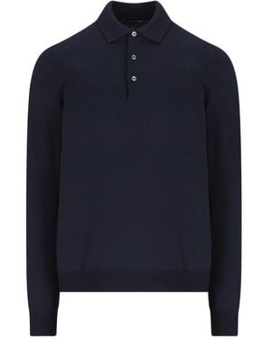 Tagliatore Long-Sleeve Polo Shirt - Blue