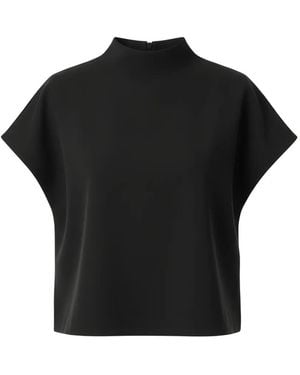 Ralph Lauren High-Neck Short-Sleeve Blouse - Black