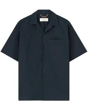 RETORI Embroidered Bowling Shirt - Blue