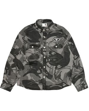 Aape By A Bathing Ape Moonface Camouflage Patch Shirt - Gray