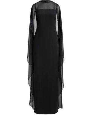 Ralph Lauren Cape-Overlay Maxi Gown - Black