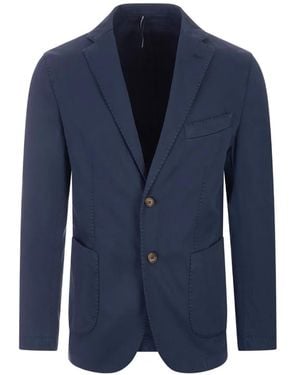 RUSSO CAPRI Oxford Single-Breasted Blazer - Blue