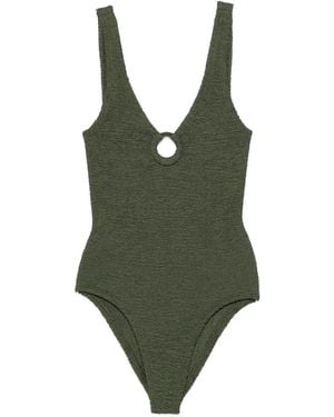 Hunza G Celine Circle-Detail Swimsuit - Green