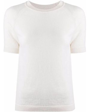 Barrie Short-Sleeve Cashmere Top - White