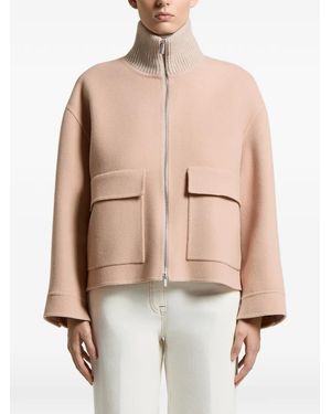 Peserico Ribbed-Knit Paneled Jacket - Natural