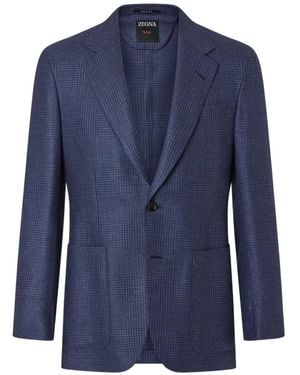 ZEGNA Checked Blazer - Blue
