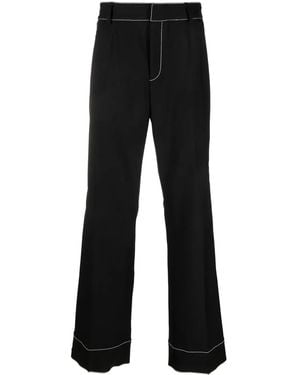Marine Serre Contrast-Stitching Straight-Leg Trousers - Black