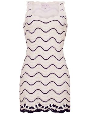 Cara Cara Orel Wave-Stripe Mini Dress - White