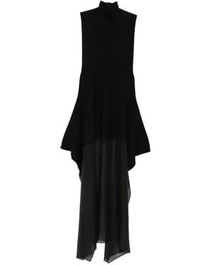 Sportmax Asymmetric-Hem Sleeveless Dress - Black