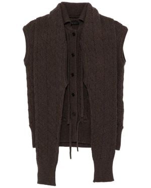 ALAINPAUL Pointelle-Knit Trompe-L'Oeil Cardigan - Black