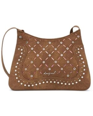 Desigual Cutout Studded Crossbody Bag - Brown