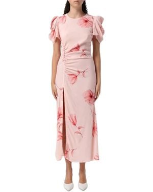Mar De Margaritas Midi Kristel Floral-Print Ruched Dress - Pink