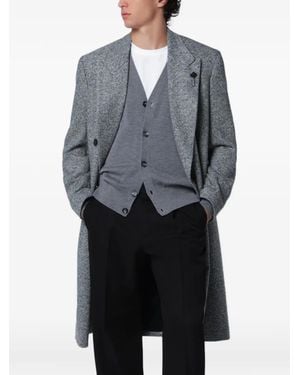 Lardini Herringbone Double-Breasted Coat - Gray
