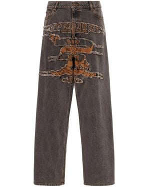 Y. Project Gerade Jeans Im Distressed-Look - Grau