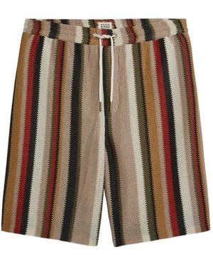Scotch & Soda Short Rayé À Lien De Resserrage - Brown