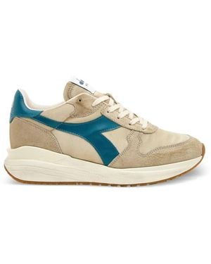 Diadora Heritage Venus Satin Lace-Up Leather Sneakers - Bleu