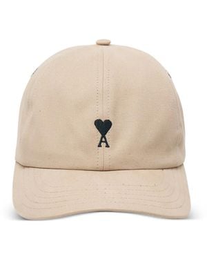 Ami Paris Heart-Embroidery Baseball Cap - Natural