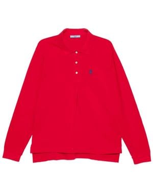 Prada Piqué Poloshirt Met Lange Mouwen - Rood