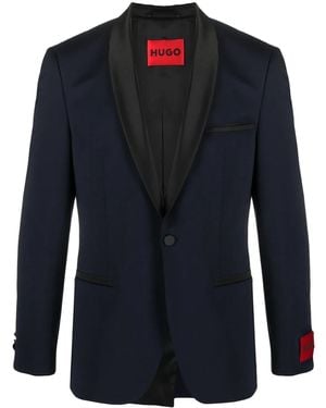 HUGO Single-Breasted Tuxedo Blazer - Blue